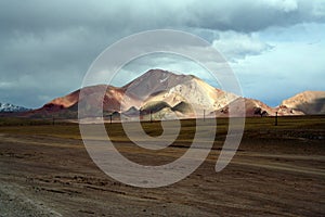 Golden moutain in pamirs tibet highland photo