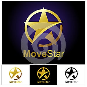 Golden move Star symbol or icon