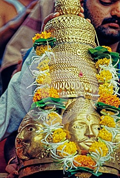 .Golden Mukharvind Of Trimbakeshwar Mahadev Palkhi festival getup at Trimbak