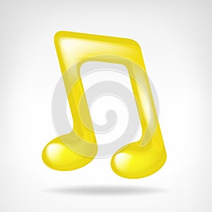 Golden music note 3D icon isolated