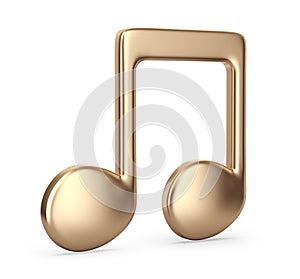 Golden music note. 3D Icon isolated