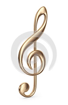 Golden music note. 3D Icon