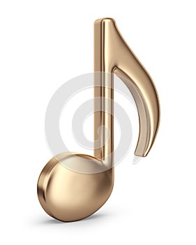 Golden music note. 3D Icon