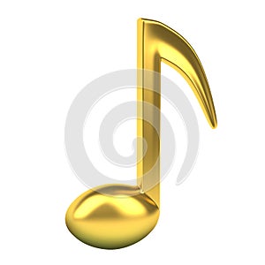 Golden music note. 3D