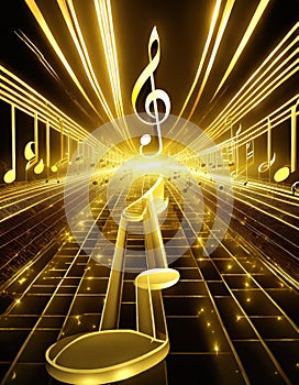 Golden music notes and tones