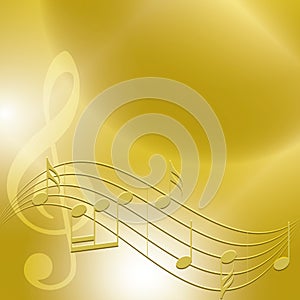 Golden music vector background with notes