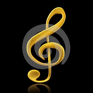 Golden musical note - 3d render