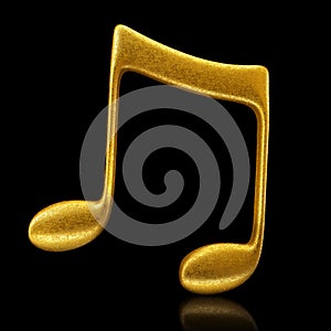 Golden musical note - 3d render