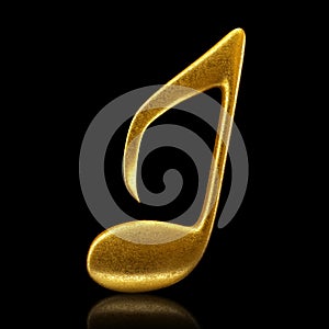 Golden musical note - 3d render