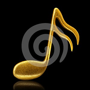 Golden musical note - 3d render