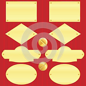 Golden nameplate set(vector, CMYK) photo