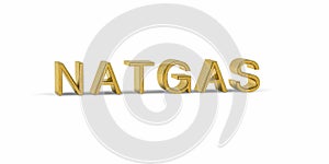 Golden NATGAS inscription - energy commodity on the stock market - 3d