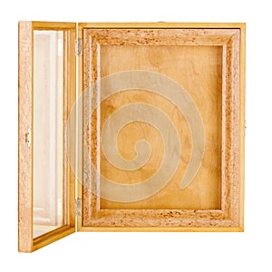 A golden natural color is an empty varnished wooden frame