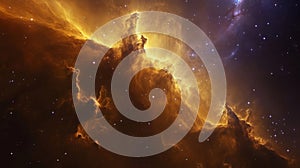 Golden Nebula in Deep Space