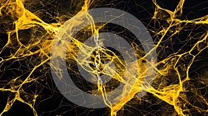 Golden Network Abstract Glowing On Black