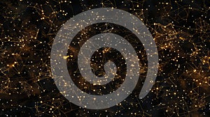 Golden Network Plexus - Futuristic Technology Background, Abstract Particle Connection