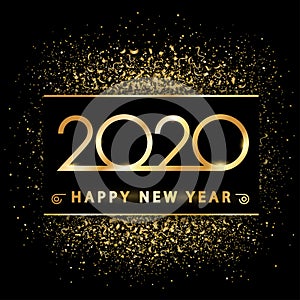Golden new year 2020 on gold dust - vector