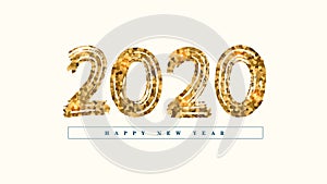 Golden new year 2020 text background. Festive concept with bright sparkles . design of new year party, sale, greeting card