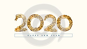 Golden new year 2020 text background. Festive concept with bright sparkles . design of new year party, sale, greeting card