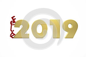 Golden New Year`s Happy 2019 Figure in Spanish