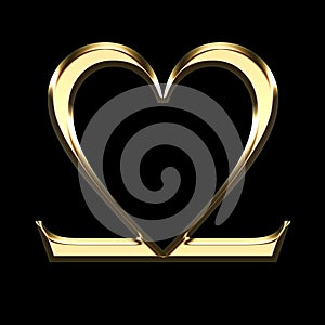Golden number 22 in heart shape - 2022 new year - love theme - age 22