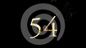 Golden number 54 from particles, numbering, fifty four, golden numbers, alpha channel