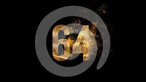 Golden number 64 from particles, numbering, sixty four, golden numbers, alpha channel