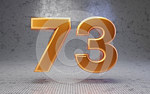 Golden number 73 on metal textured background