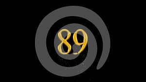 Golden number 89 with gold particles and alpha channel