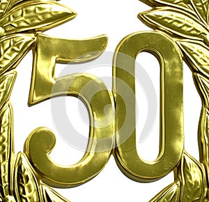 golden number fifty with a bright background