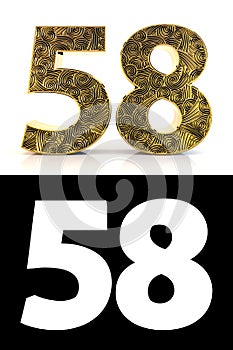 Golden number fifty-eight years style Zentangle