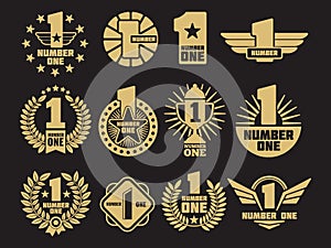 Golden number one retro identity logos and labels