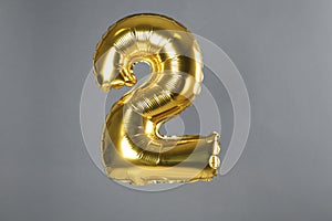 Golden number two balloon