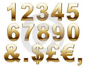 Gold numbers and currency photo