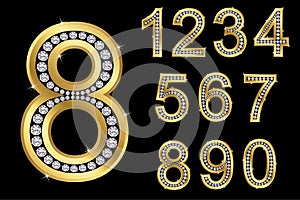 Golden numbers with diamonds, vector