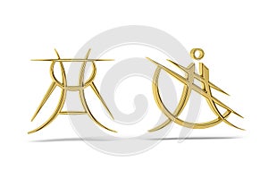 Golden occultism icon isolated on white background