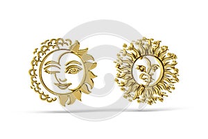 Golden occultism icon isolated on white background