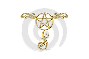 Golden occultism icon isolated on white background