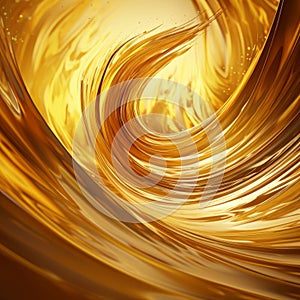 Golden Oil: Abstract Imagery With Swirling Vortexes And Luminous 3d Objects