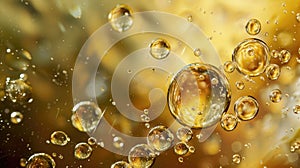 Golden Oil Bubbles Macro Shot