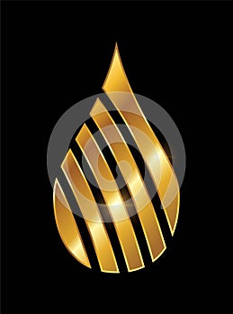 Golden Oil Drop Logo Vector Illustration