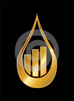 Golden Oil Drop Logo Vector Illustration