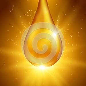 Golden Oil Drop on Yellow Background