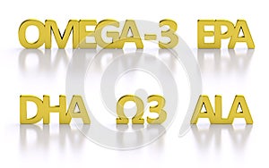 Golden omega-3 fatty acid 3D titles photo