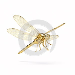 A golden openwork dragonfly floating