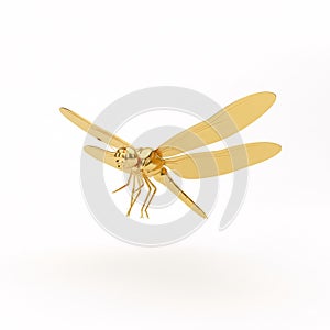 A golden openwork dragonfly floating