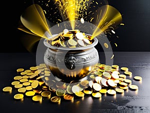 Golden Opulence Diwali s Overflowing Prosperity.AI Generated
