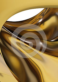 Golden organic metal curves abstract dramatic modern luxurious luxury luxury 3D rendering graphic design element background