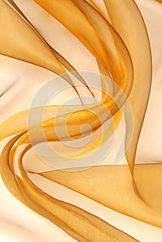 Golden organza fabric wavy
