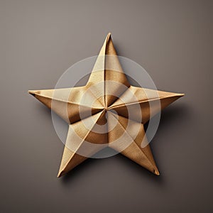 Golden Origami Oristar Handcrafted 3d Concept On Brown Background